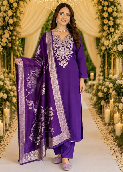 Cotton Blend Embroidered Pant Style Suit Series