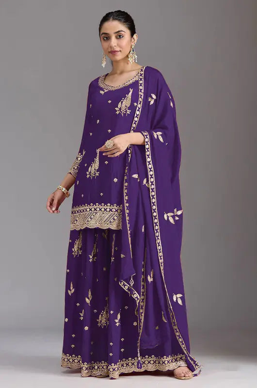 Chinnon Embroidered Sharara Suit Series