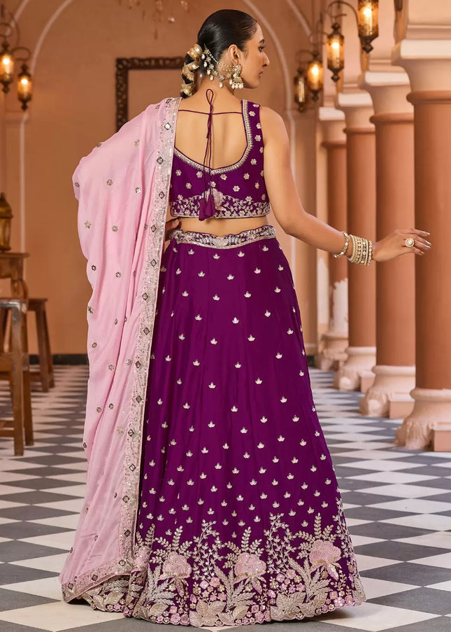 Purple Embroidered Lehenga Choli
