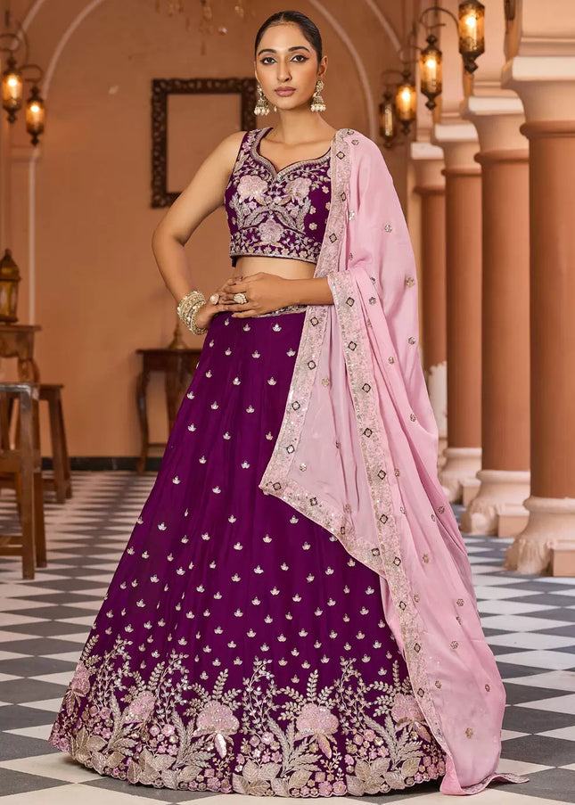 Purple Embroidered Lehenga Choli