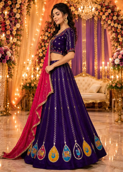 Vichitra Silk Embroidered Lehenga Choli Series