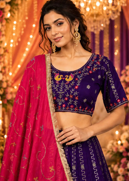 Vichitra Silk Embroidered Lehenga Choli Series