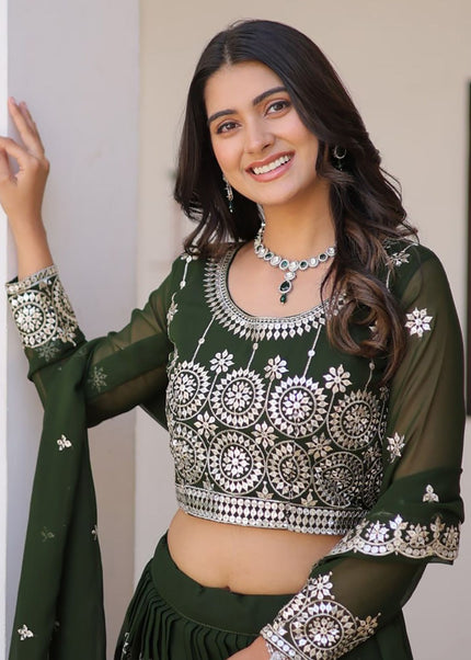 Green Embroidered Lehenga Choli