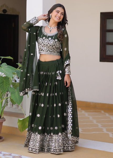 Green Embroidered Lehenga Choli