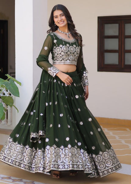 Green Embroidered Lehenga Choli