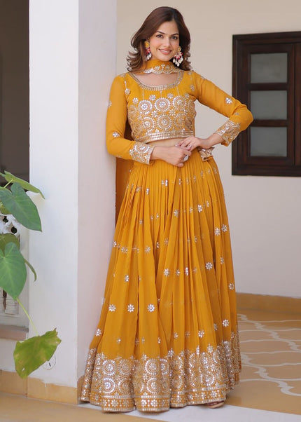 Yellow Embroidered Lehenga Choli