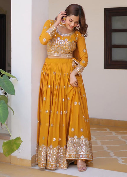 Yellow Embroidered Lehenga Choli