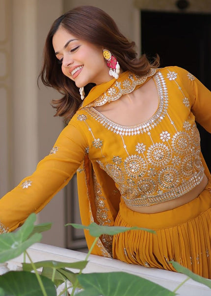 Yellow Embroidered Lehenga Choli