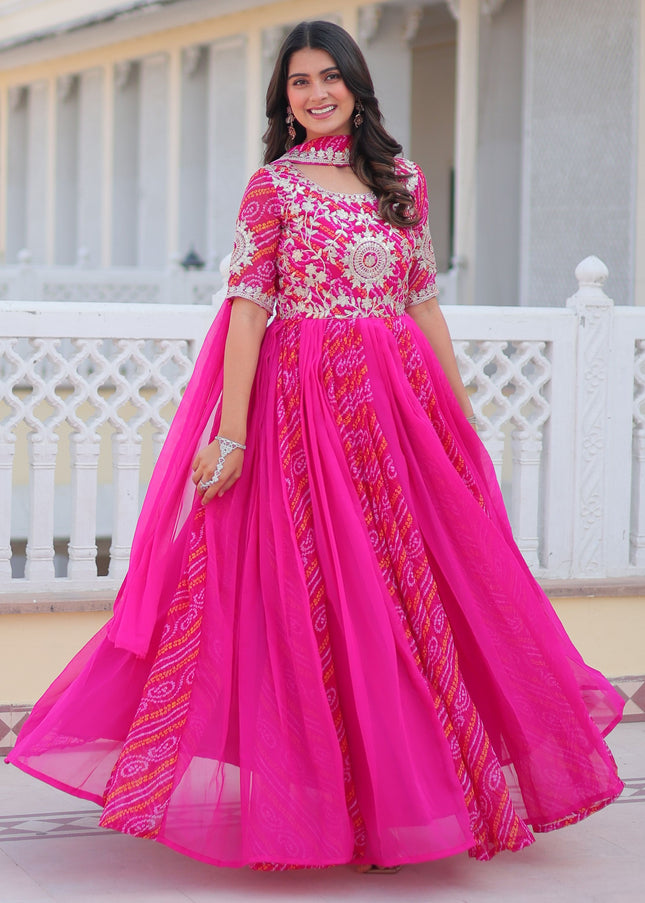 Pink Embroidered Anarkali Gown
