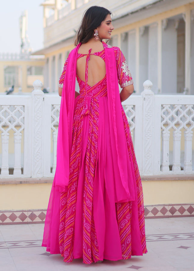 Pink Embroidered Anarkali Gown