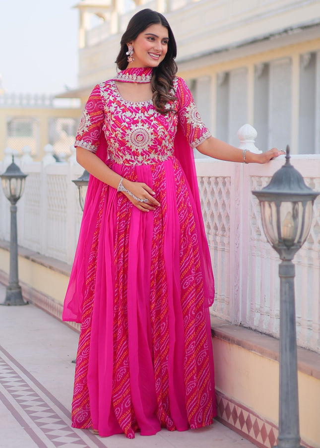 Pink Embroidered Anarkali Gown