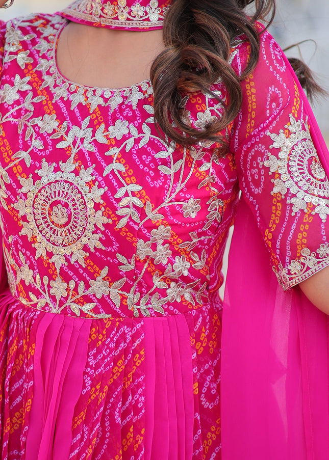 Pink Embroidered Anarkali Gown