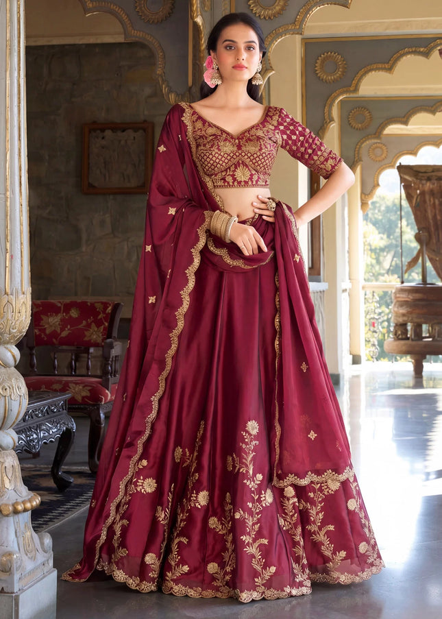 Pink Embroidered Lehenga Choli