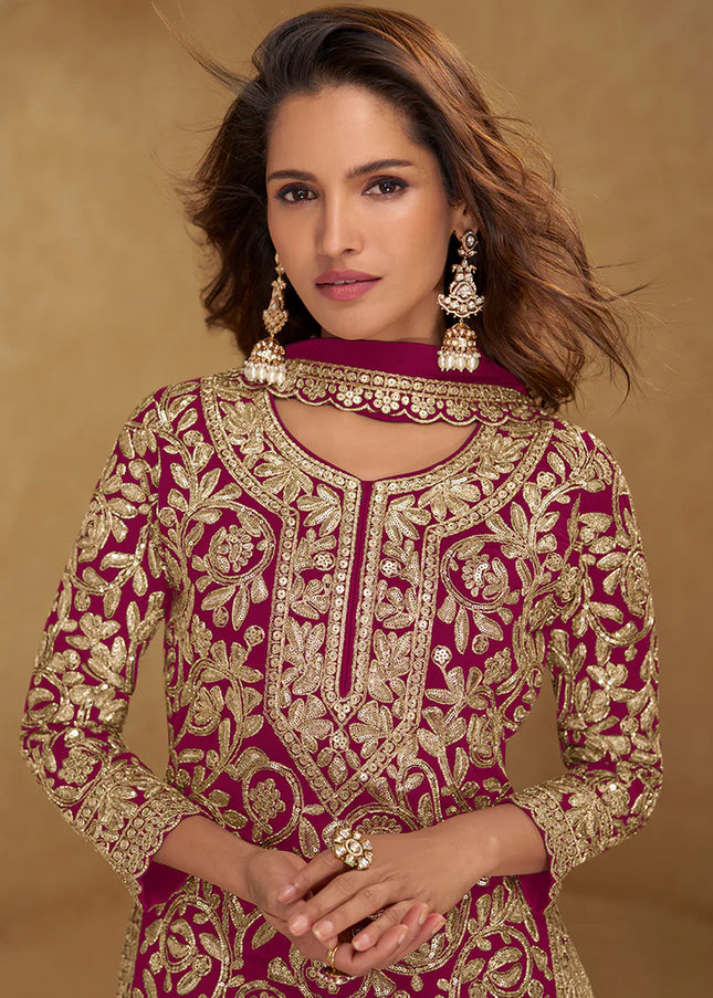 Georgette Embroidered Palazzo Suit Series