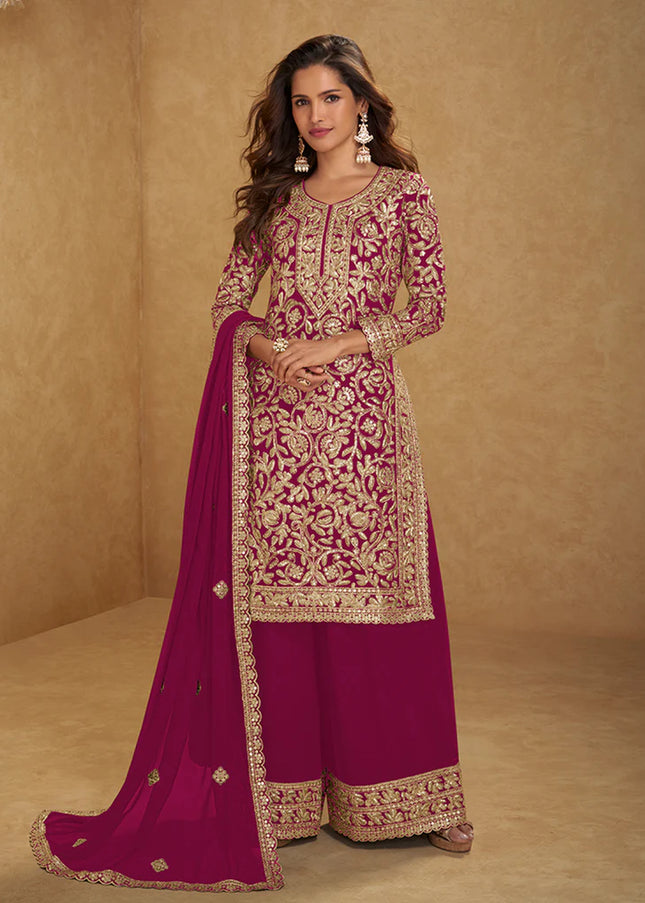 Georgette Embroidered Palazzo Suit Series