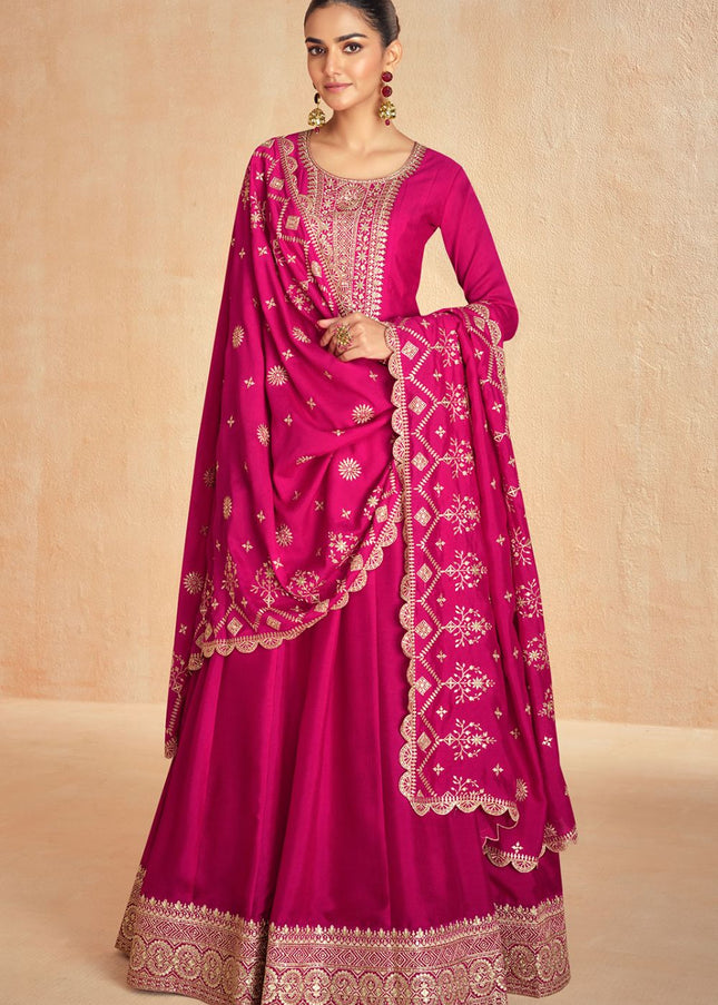 Pink Embroidered Anarkali Gown