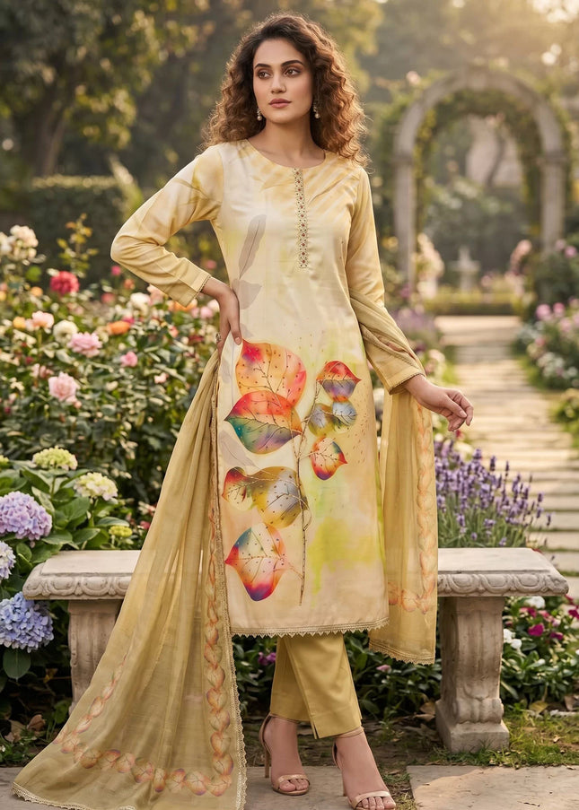 Rayon Printed and Embroidered Pant Style Suit Series