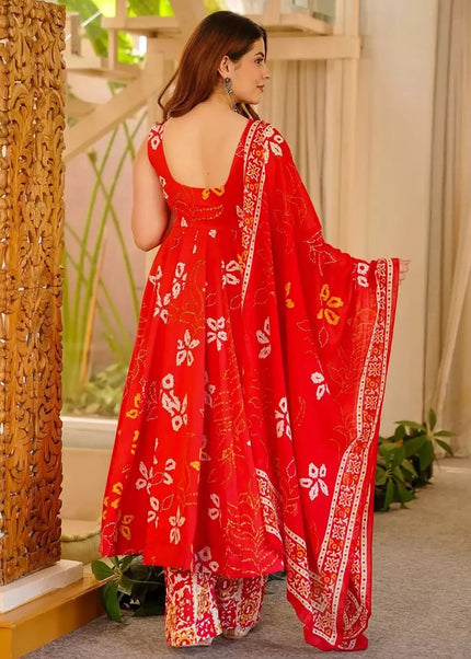Red Printed Pant Style Suit