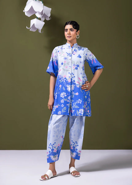Amber Imran | Co-ords Printed Lawn - Blue Haze