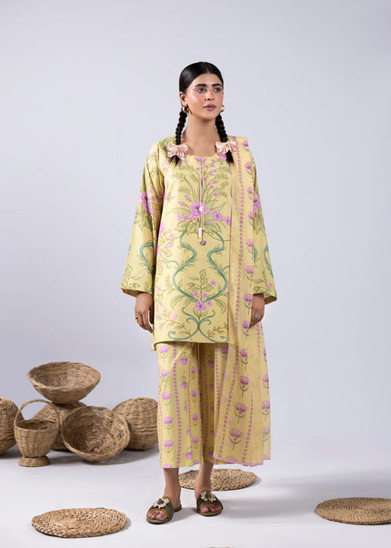 Amber Imran | Co-ords Printed Lawn - Sage Yellow