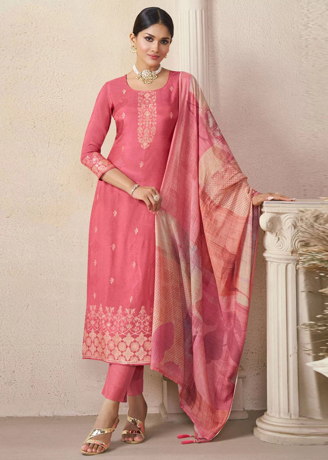 Pink Embroidered Pant Suit