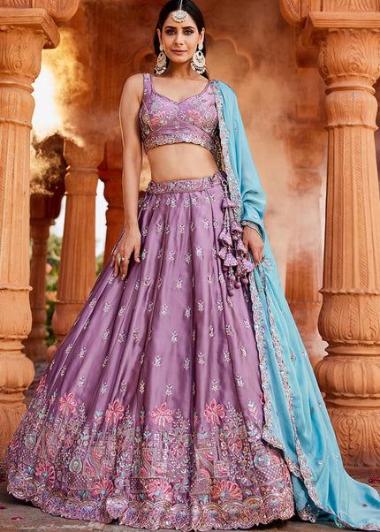 Lavender Embroidered Lehenga Choli