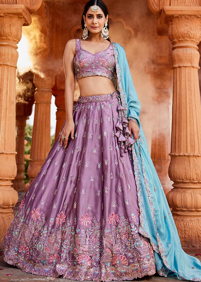 Lavender Embroidered Lehenga Choli