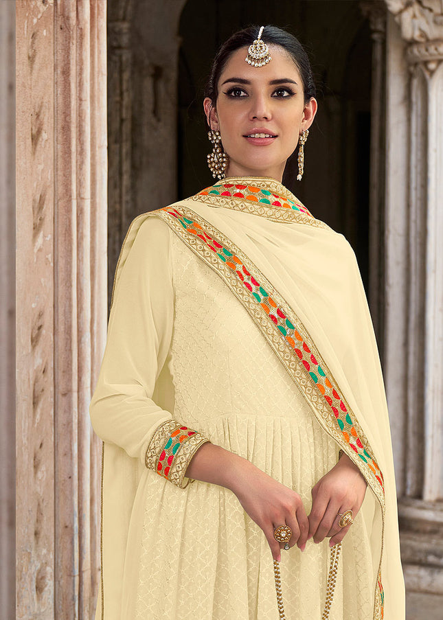 Yellow  and Gold Embroidered Anarkali