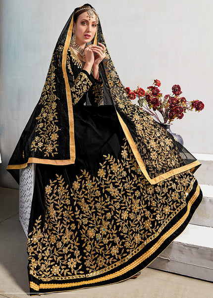 Black and Gold Embroidered Anarkali