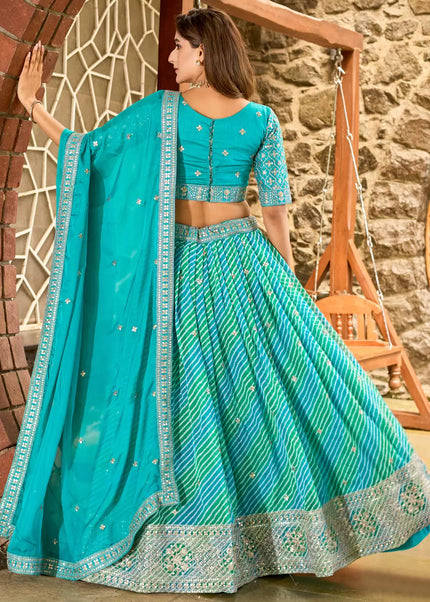 Sky Blue Embroidered Lehenga Choli