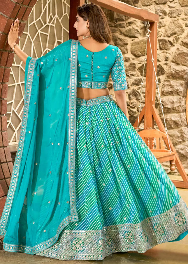 Sky Blue Embroidered Lehenga Choli