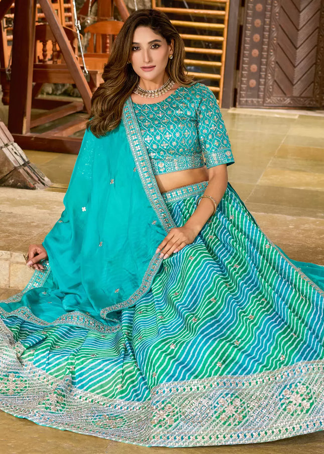 Sky Blue Embroidered Lehenga Choli