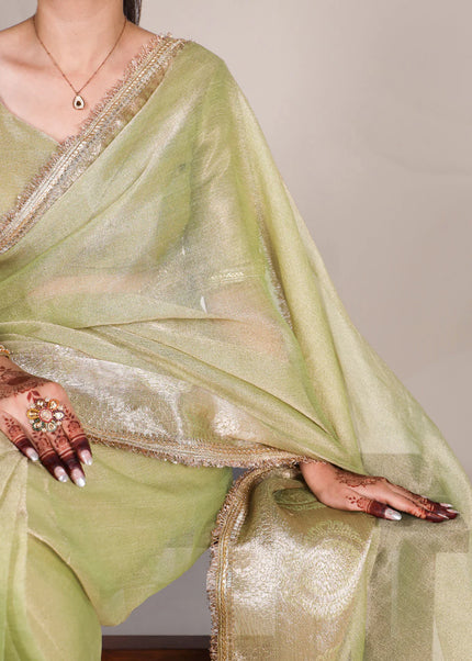 Sea Green Embroidered Saree