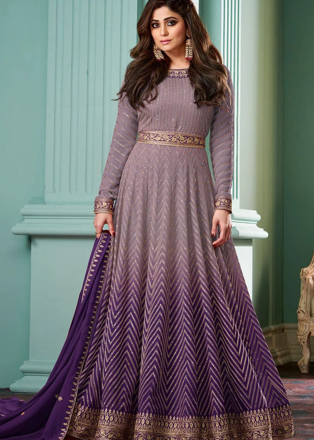 Mauve Embroidered Anarkali Gown