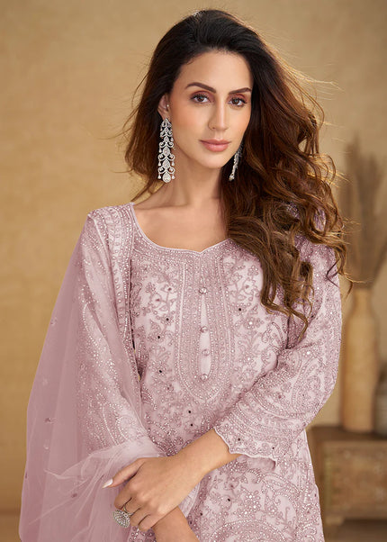 Net Embroidered Sharara Suit