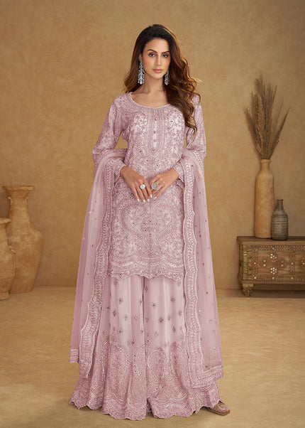 Net Embroidered Sharara Suit