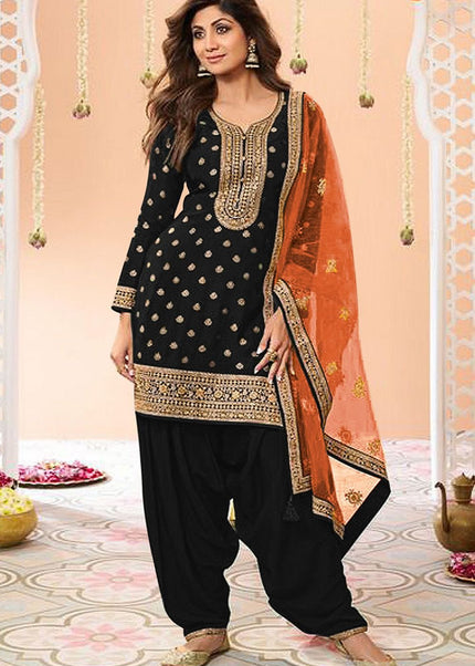 Black Embroidered Punjabi Suit