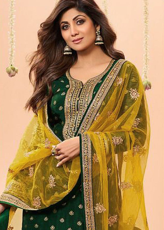 Green Embroidered Punjabi Suit