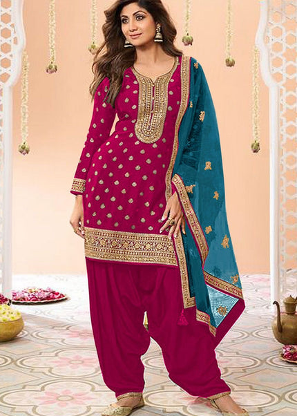 Pink Embroidered Punjabi Suit