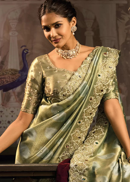 Green Embroidered Saree