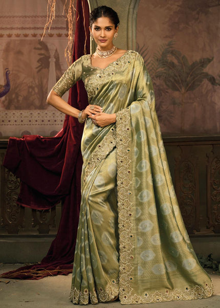 Green Embroidered Saree