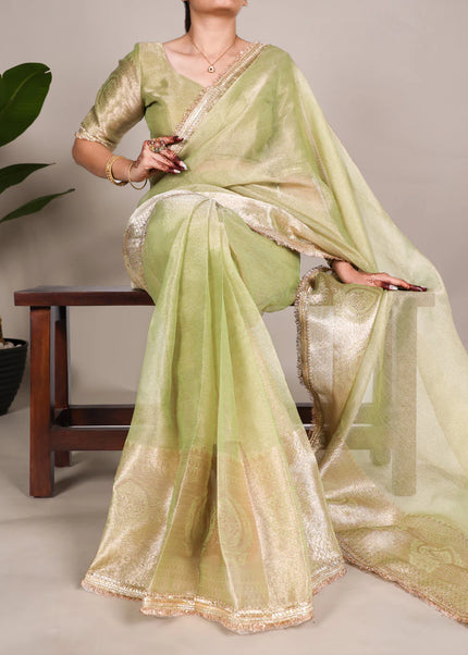Sea Green Embroidered Saree