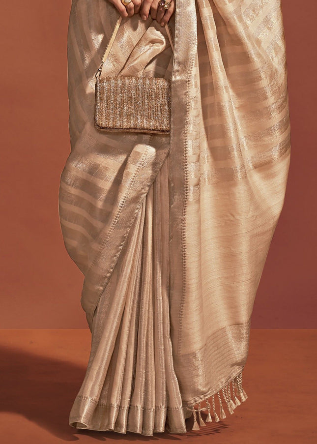 Golden Beige Handloom Weaved Saree