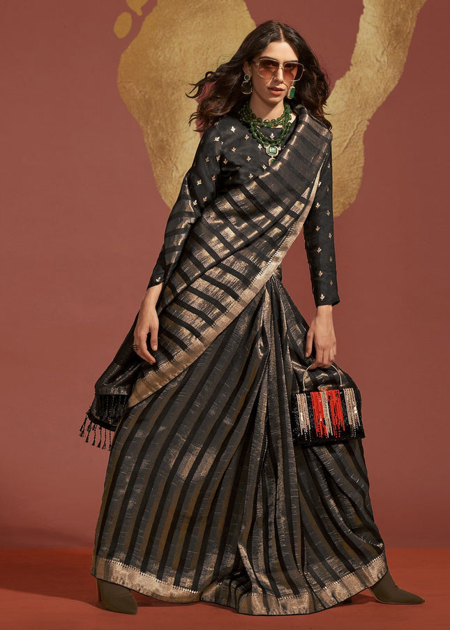 Black Handloom Weaved Saree