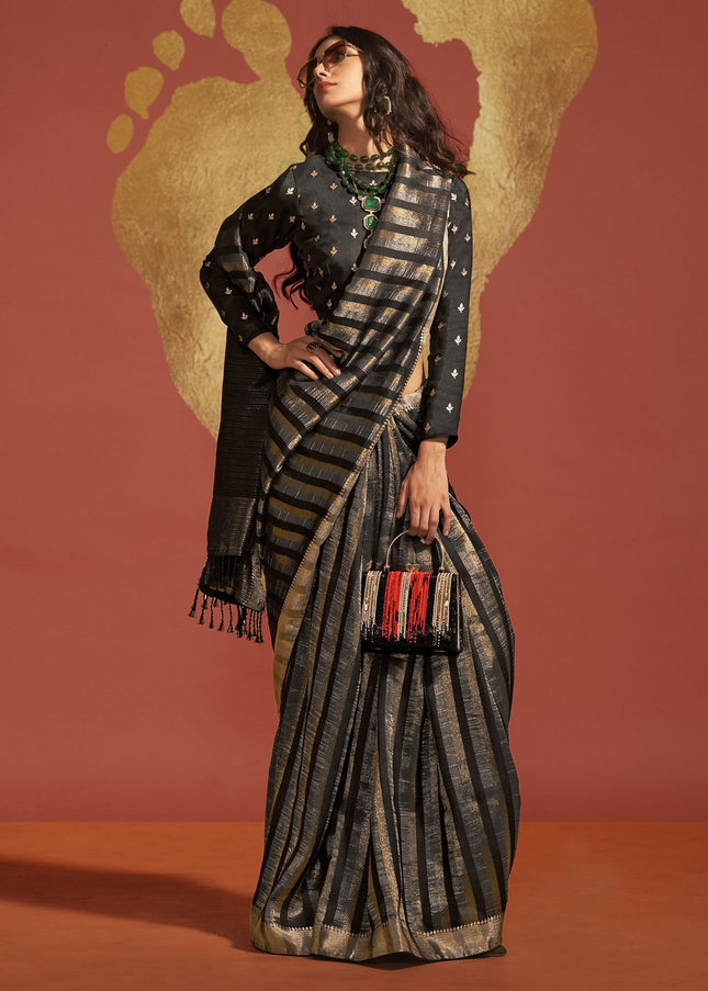 Black Handloom Weaved Saree