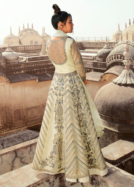 Light Grey and Gold Embroidered Lehenga Anarkali