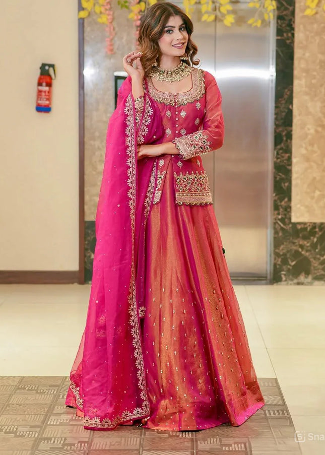 Pink Embroidered Lehenga Choli