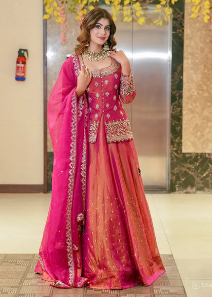 Pink Embroidered Lehenga Choli
