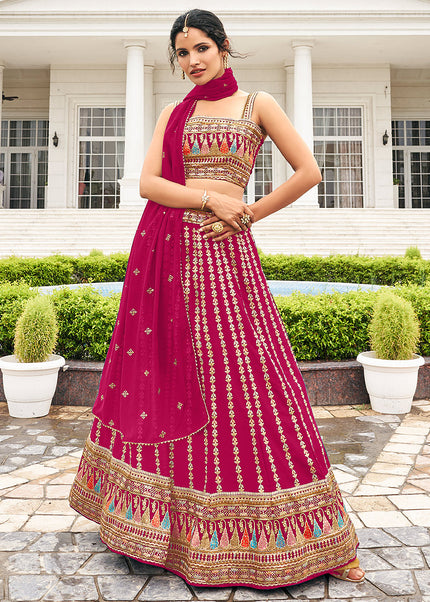 Pink and Gold Embroidered Lehenga