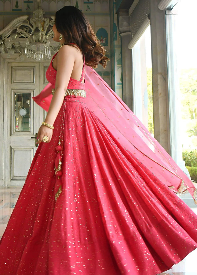 Pink Embroidered Lehenga Choli